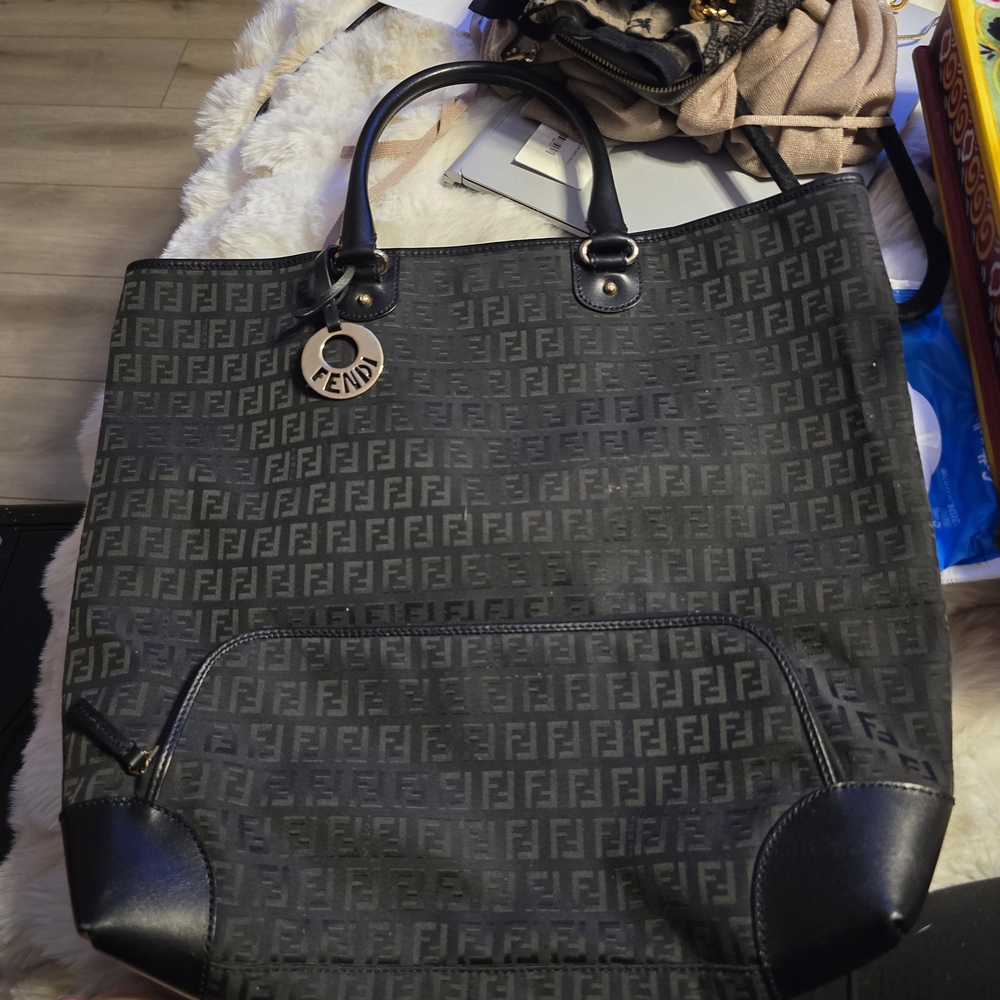 Fendi Black Tote Bag Vintage 1990s Extra Large